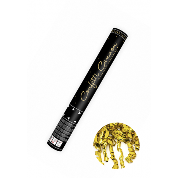 1 Konfettikanone - 40cm - Metallic - Luftschlangen - Gold