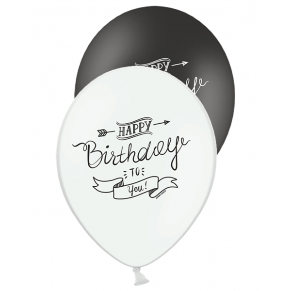 6 Motivballons - Ø 30cm - Happy Birthday Retro