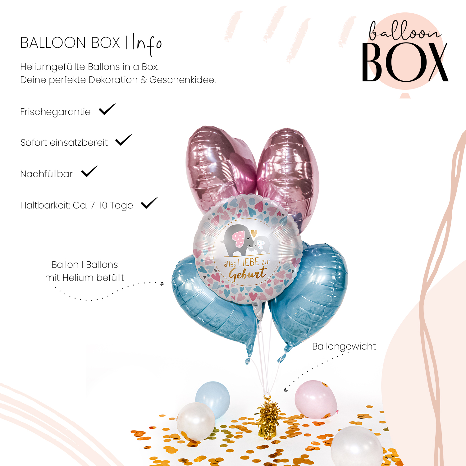 Heliumballon in a Box - Baby Loving Elephants