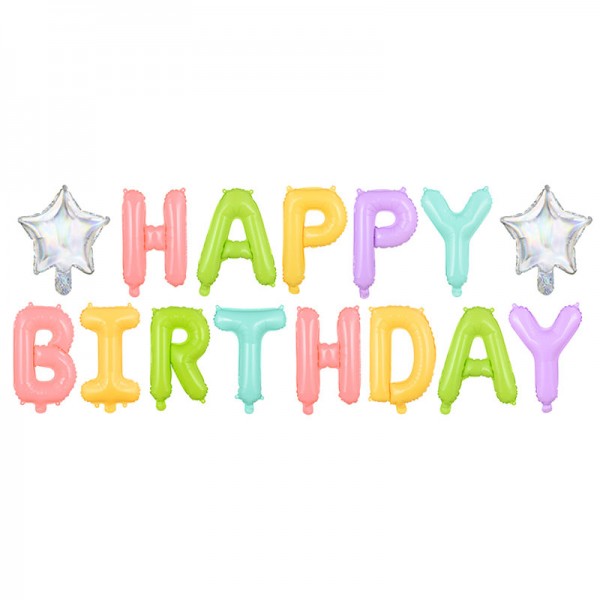 1 Ballon - Schriftzug - Happy Birthday - Bunt