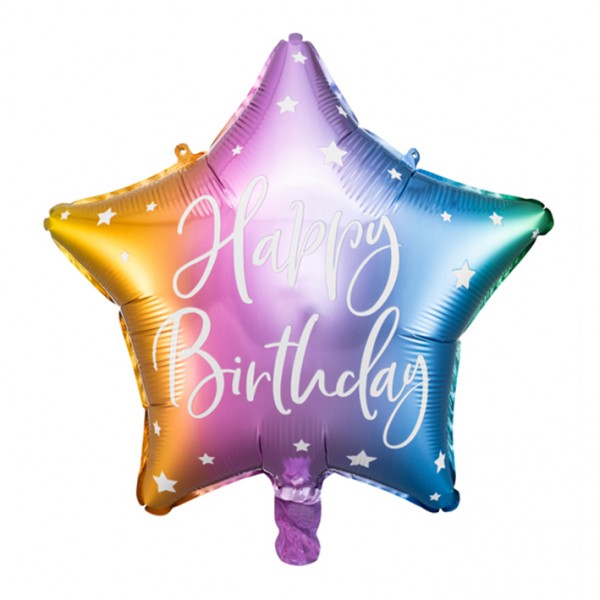 1 Ballon - Happy Birthday Star - Rainbow