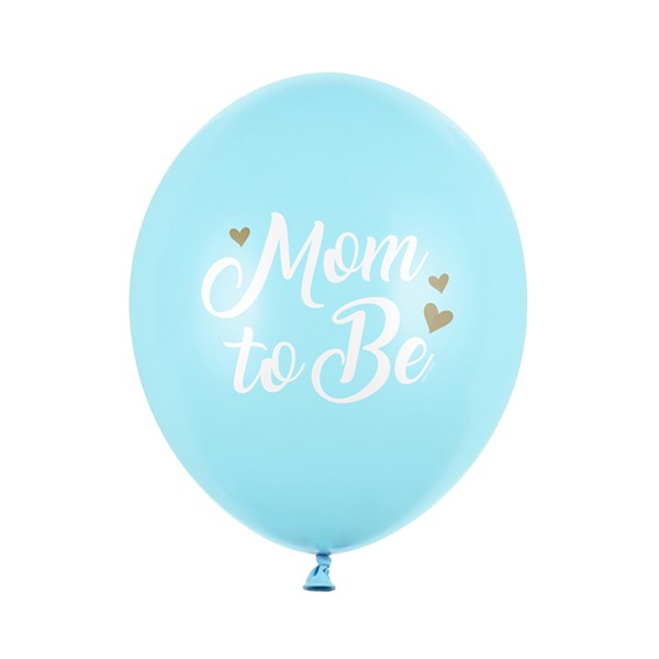 6 Motivballons - Ø 30cm - Mom to Be - Hellblau