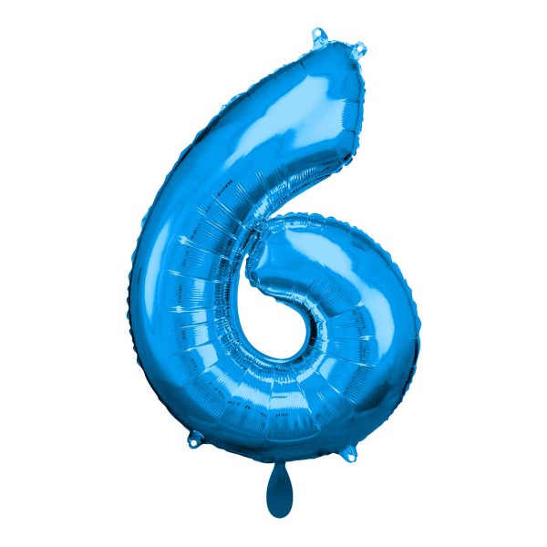 1 Balloon XL - Zahl 6 - Blau