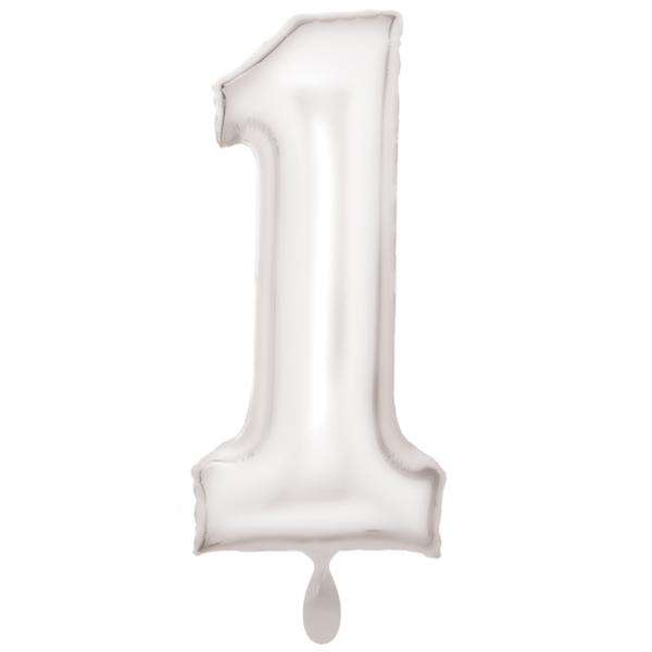 1 Balloon XXL - Zahl 1 - Silk Lustre Weiß