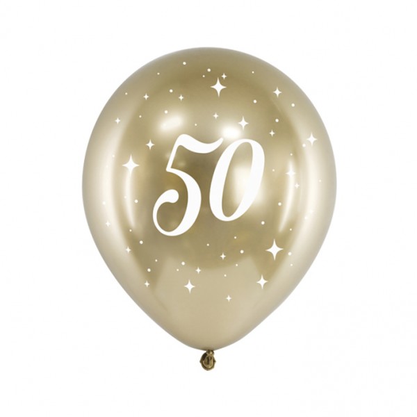 6 Motivballons - Ø 30cm - Glossy Gold - 50