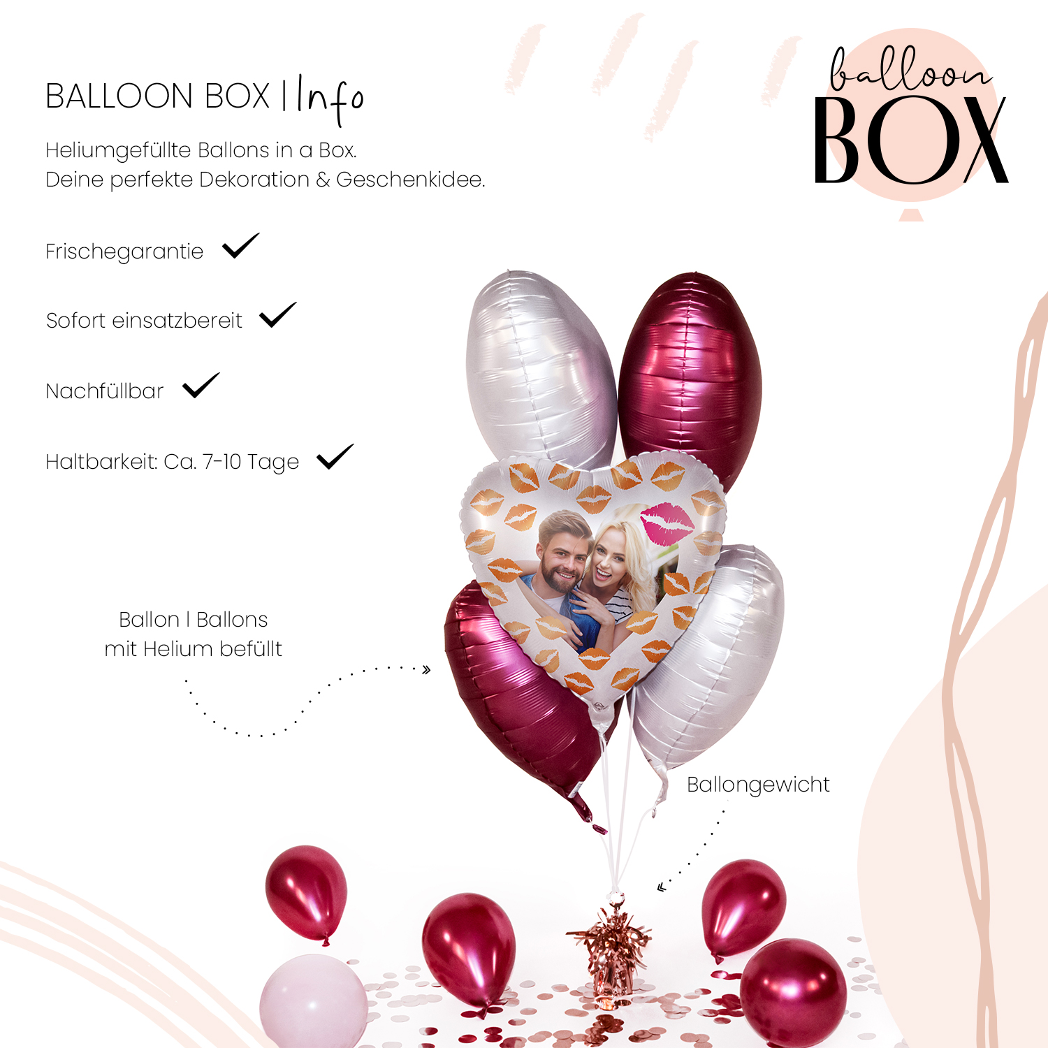 Fotoballon in a Box - Hugs & Kisses
