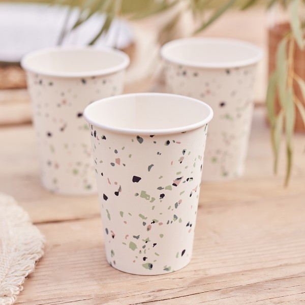 8 Eco Paper Cups - Terrazzo
