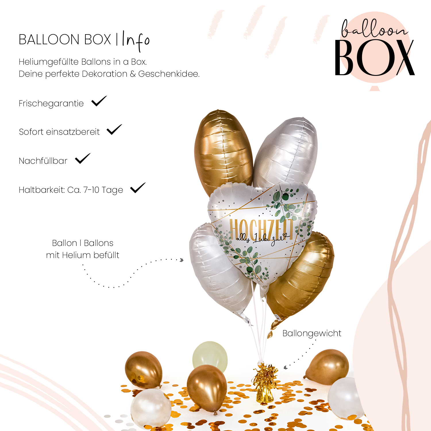 Heliumballon in a Box - Hochzeit Eukalyptus