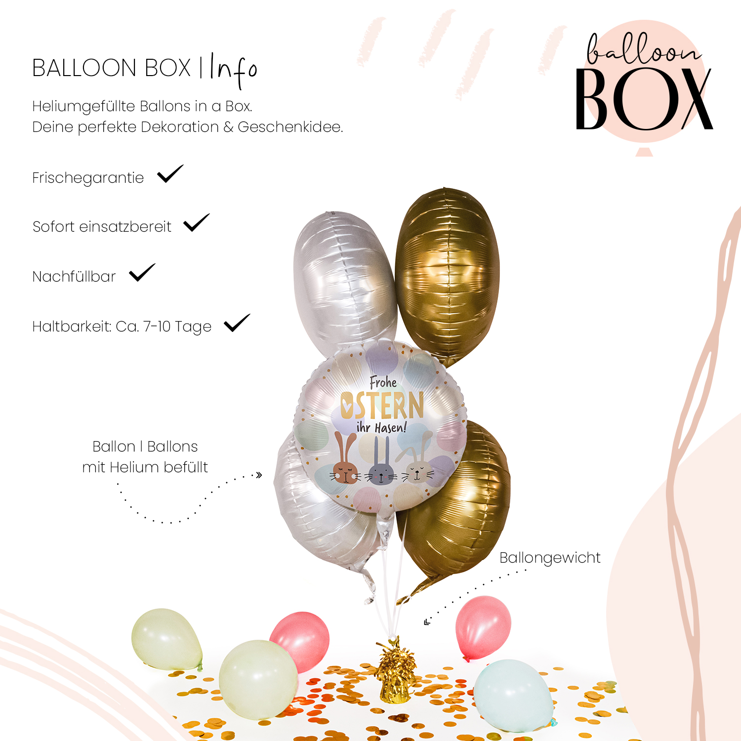 Heliumballon in a Box - Frohe Ostern ihr Hasen