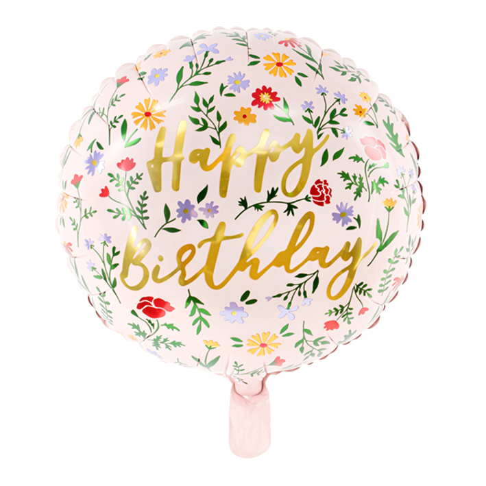 1 Ballon - Happy Birthday Flowers