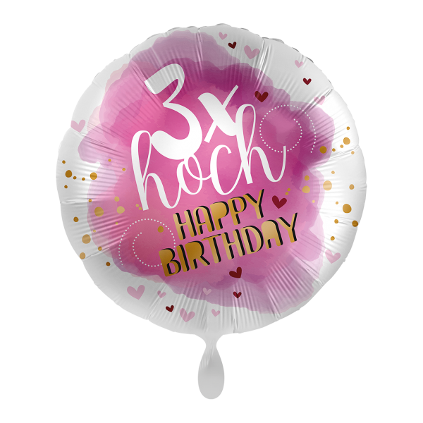 1 Ballon - 3x hoch Happy Birthday