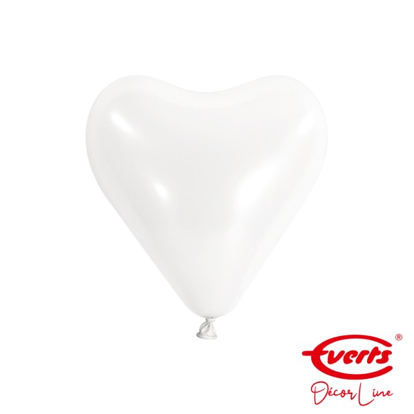 100 Herzballons - Ø 12cm - Frosty White