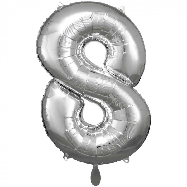1 Balloon XXL - Zahl 8 - Silber