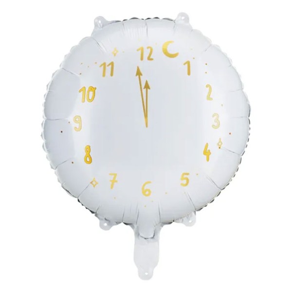 1 Ballon - Clock White Happy New Year