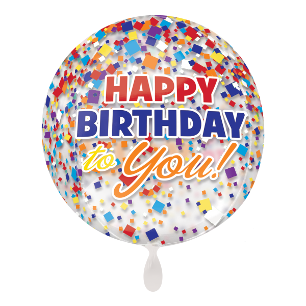 1 Balloon - Orbz® - Happy Birthday Confetti