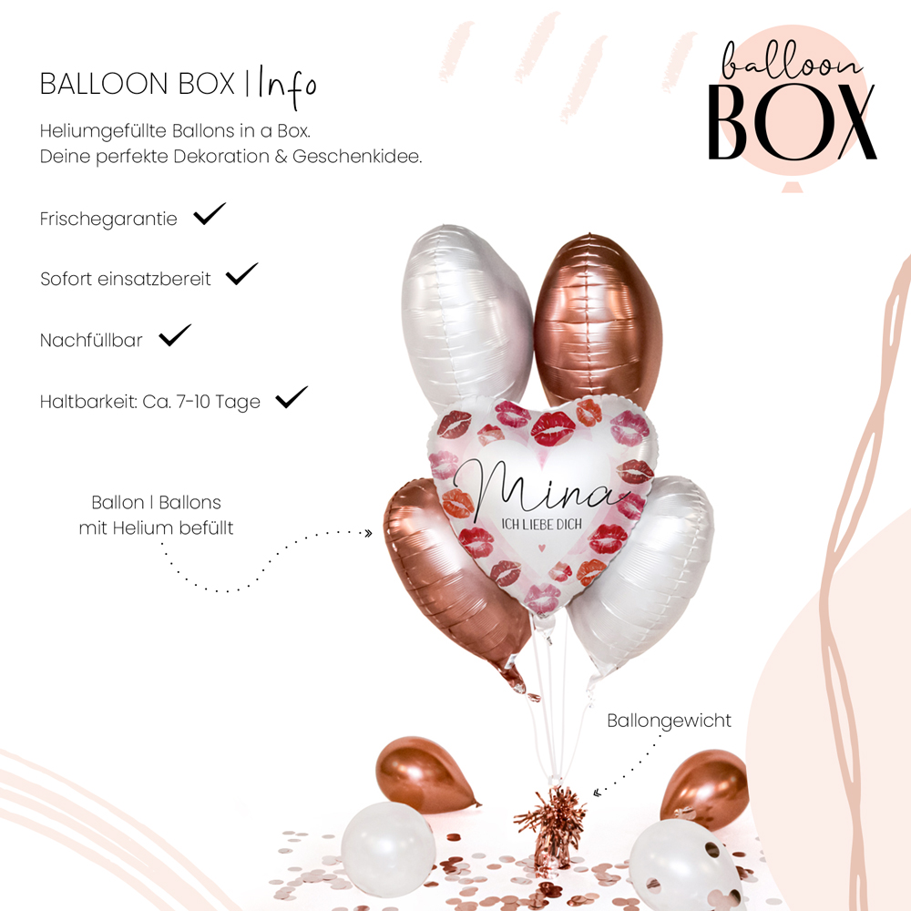 Personalisierter Ballon in a Box - Full of Kisses