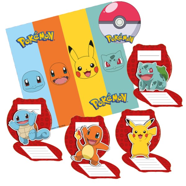 8 Einladungskarten - Pokémon