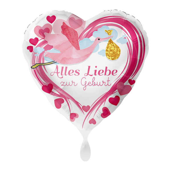 1 Ballon - Alles Liebe zur Geburt Pink