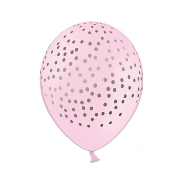 6 Motivballons - Ø 30cm - Dots - Rosa & Gold