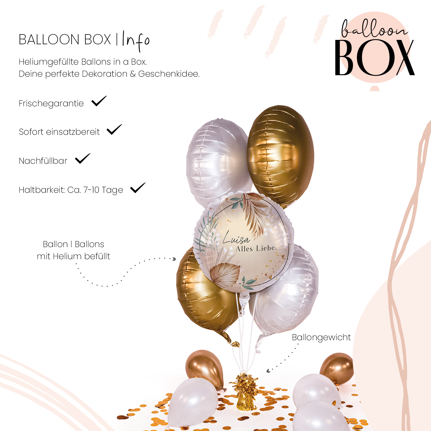 Personalisierter Ballon in a Box - Bohemian Birthday