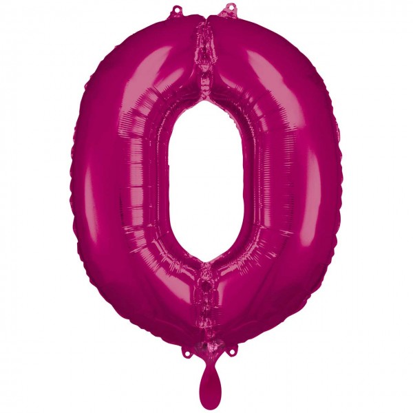 1 Ballon XXL - Zahl 0 - Pink