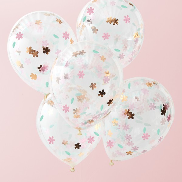5 Balloons - Confetti Balloons - Floral