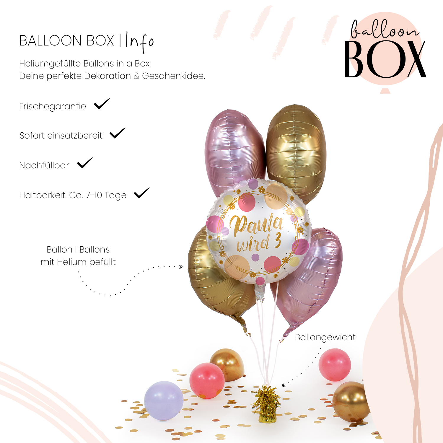 Personalisierter Ballon in a Box - Shiny Dots