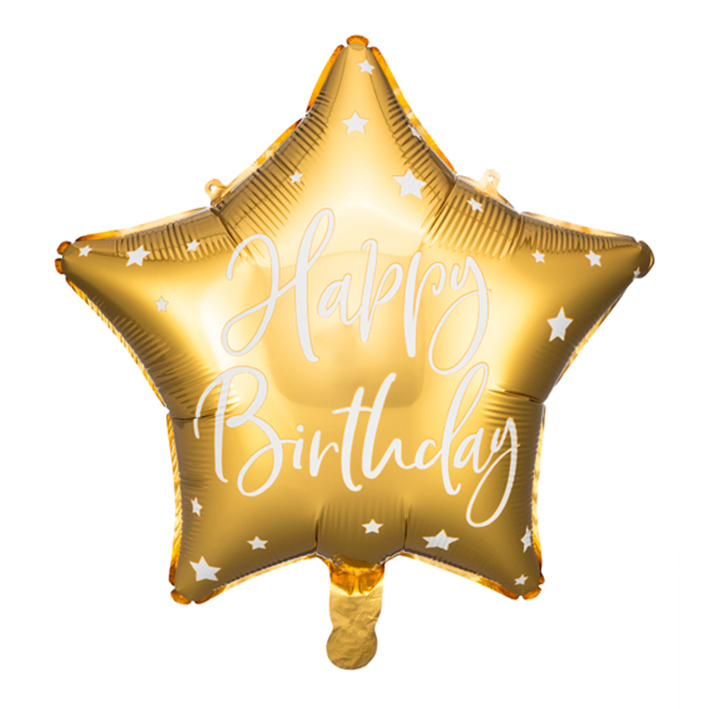 1 Ballon - Happy Birthday Star - Gold