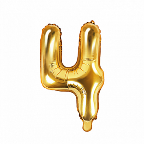 1 Ballon XS - Zahl 4 - Gold
