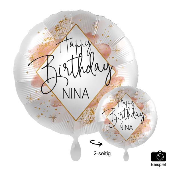 1 Ballon mit Text - Birthday Smooth Watercolour