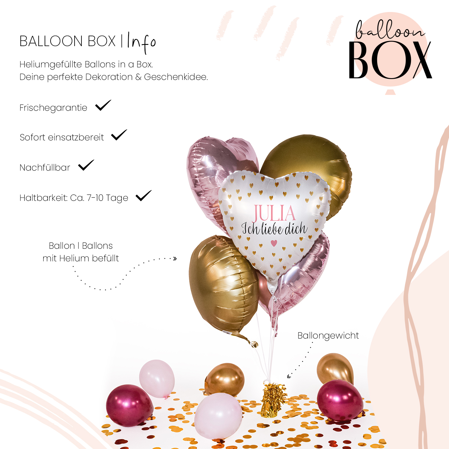 Personalisierter Ballon in a Box - Ich liebe Dich