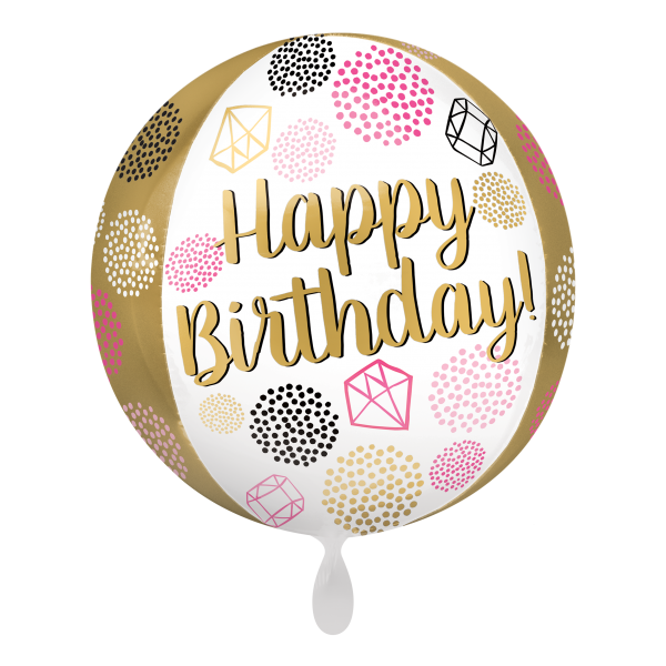 1 Balloon - Orbz® - Happy Birthday Gems