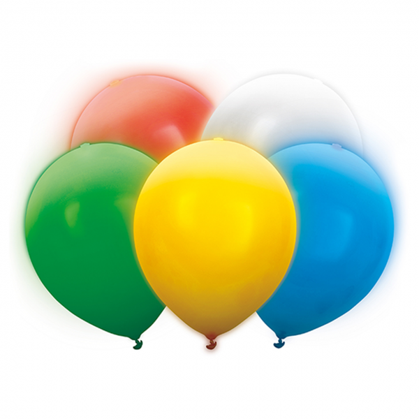 5 LED-Luftballons - Ø 30cm - Bunt