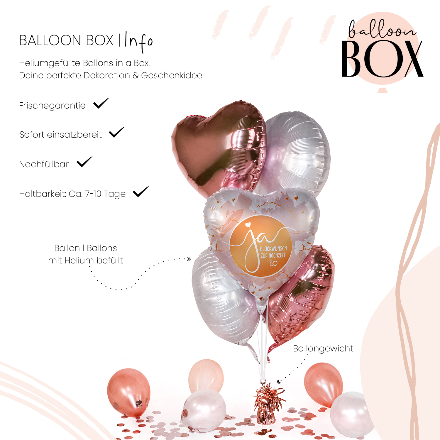 Heliumballon in a Box - Ja Glückwunsch zur Hochzeit