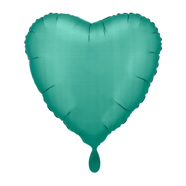 1 Balloon - Herz - Silk Lustre - Jade Grün