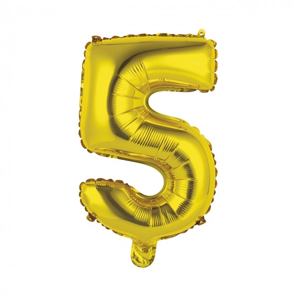 1 Ballon XS - Zahl 5 - Gold