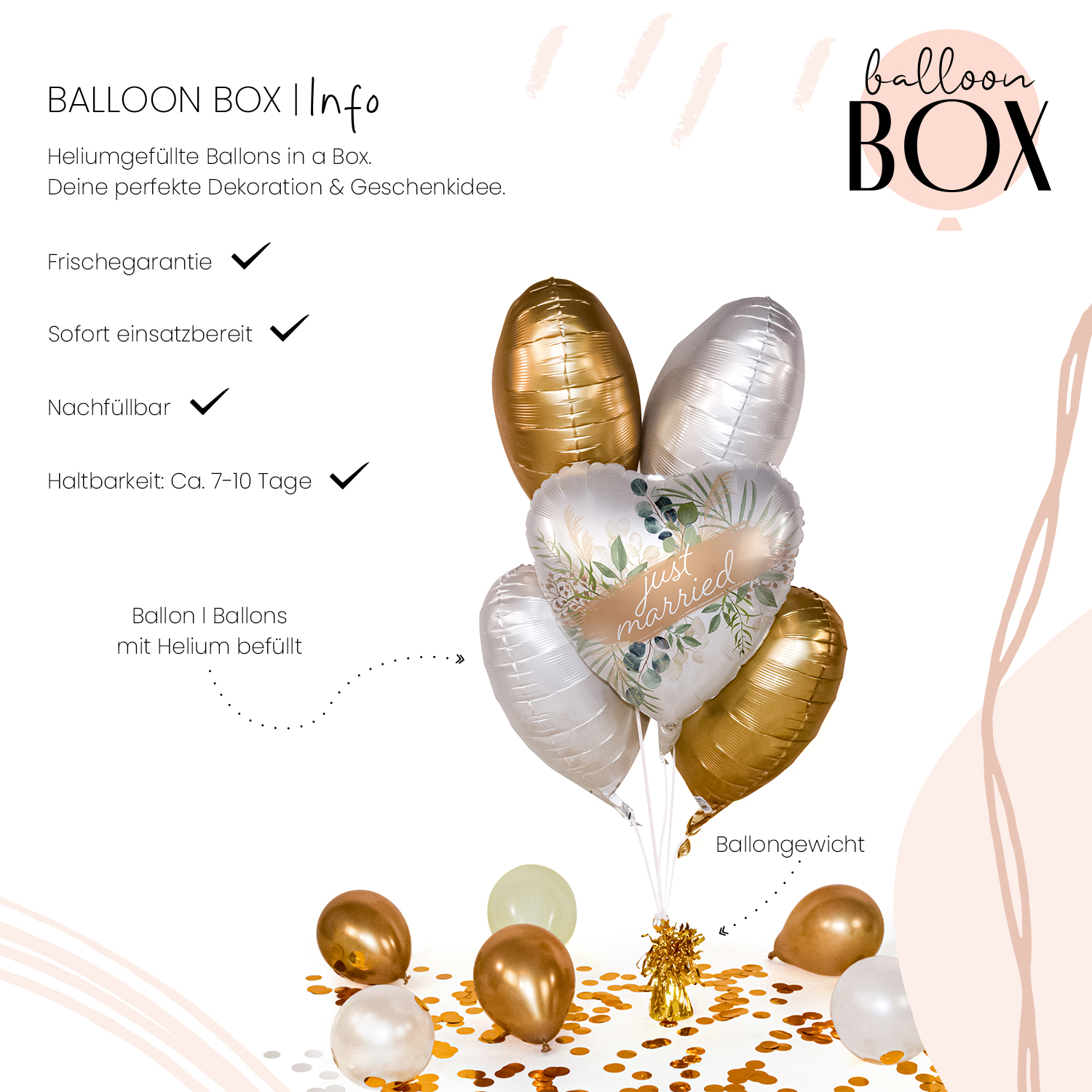 Heliumballon in a Box - Wedding Natural Frame