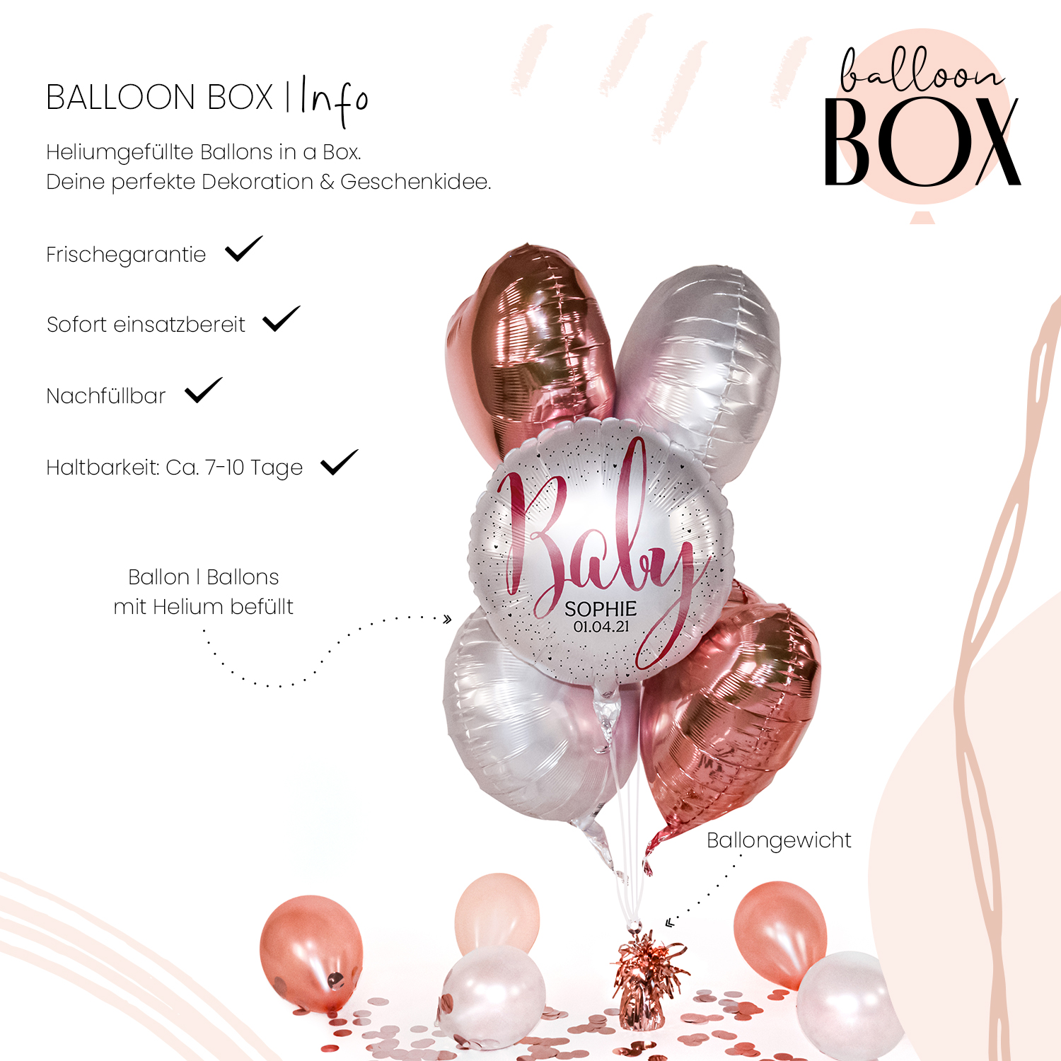 Personalisierter Ballon in a Box - Little Cute Baby Girl