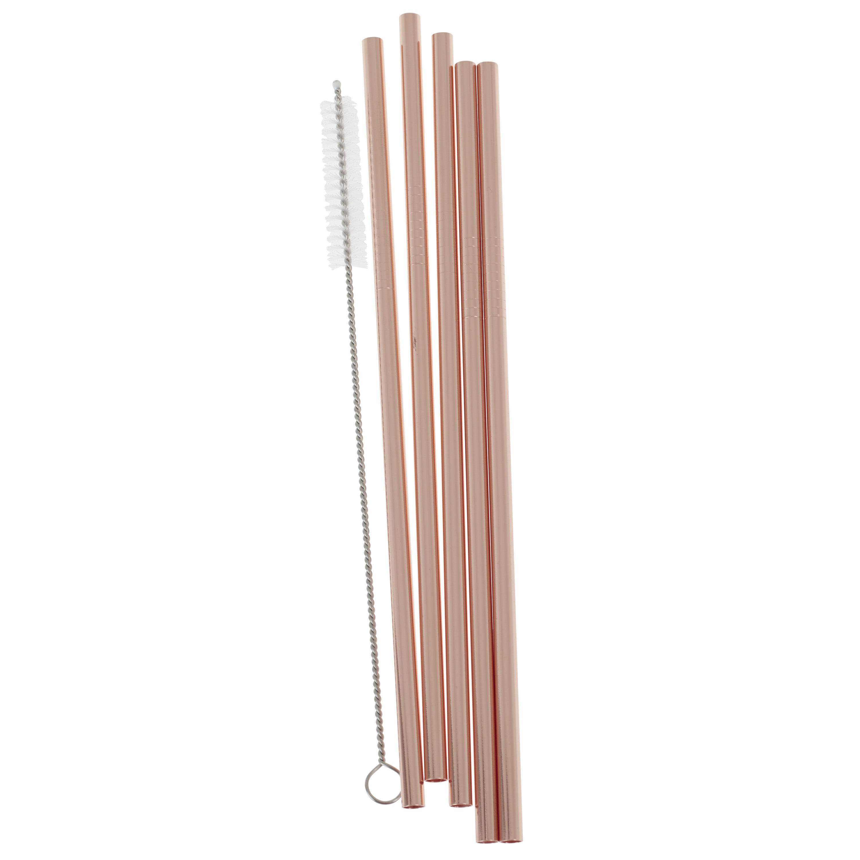 5 rose gold stainless steel straws