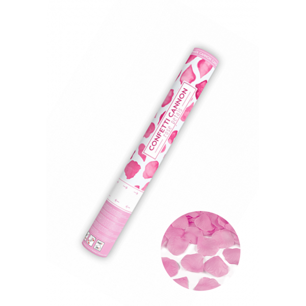 1 Konfettikanone - 40cm - Rosenblätter - Pink