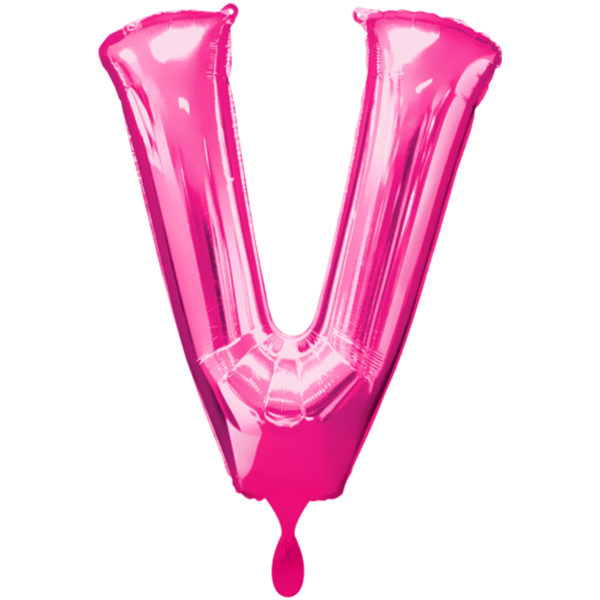 1 Ballon - Buchstabe V - Pink - Ø 86cm