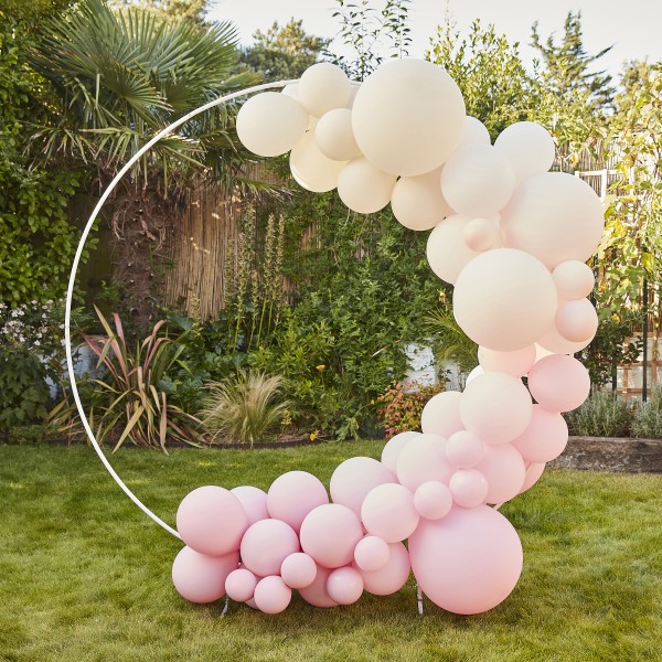 1 Balloon Arch - Pink, Cream &amp; White