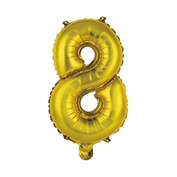 1 Ballon XS - Zahl 8 - Gold