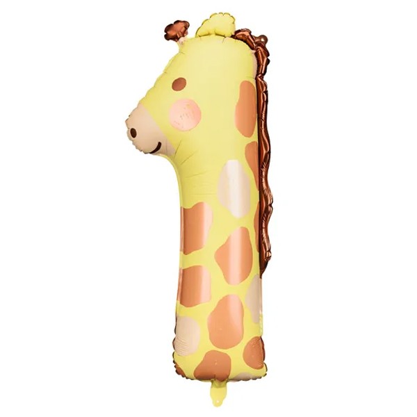 1 Ballon XXL - Zahl 1 - Giraffe