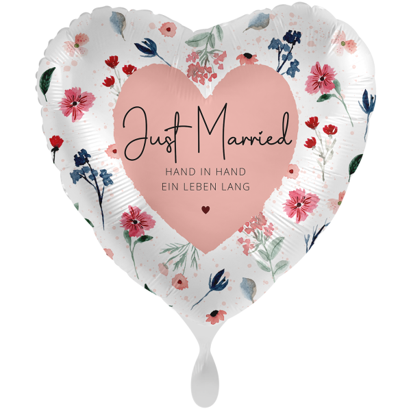 1 Balloon XXL - Just Married Flowers - GER