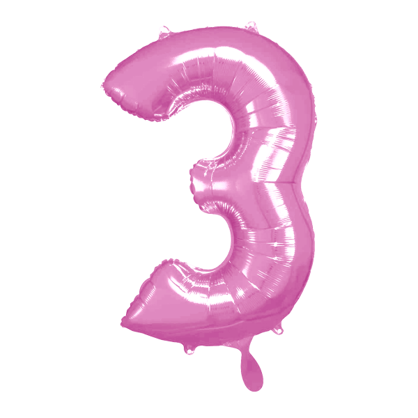 1 Balloon XL - Zahl 3 - Pink