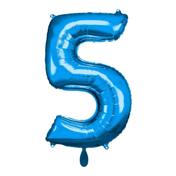 1 Balloon XL - Zahl 5 - Blau