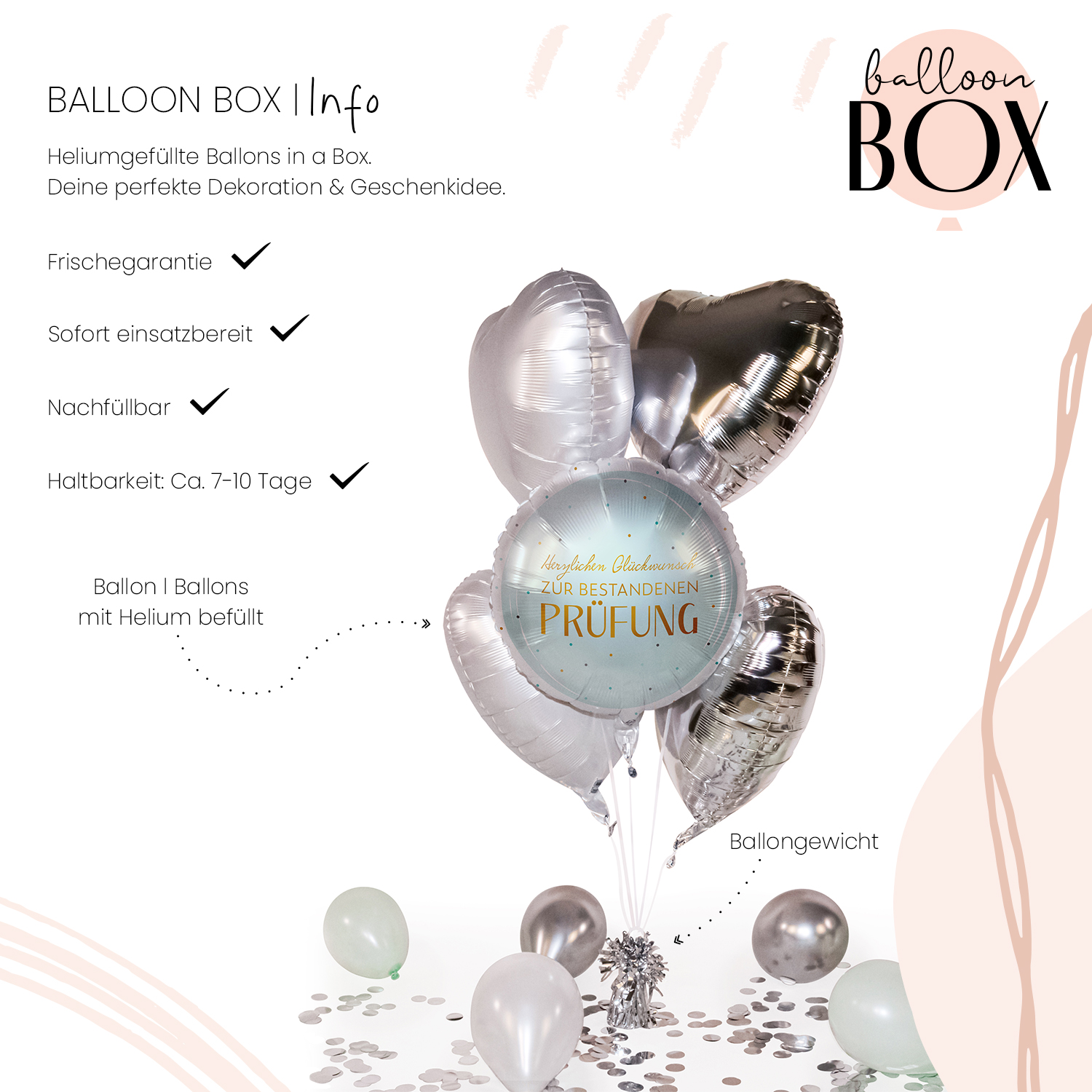 Heliumballon in a Box - Glückwunsch zur bestandenen Prüfung
