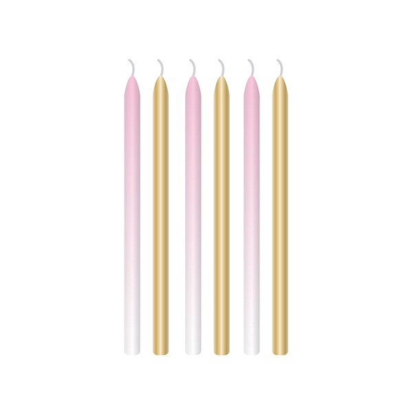 6 Kuchenkerzen - 1st Birthday Pink Ombre