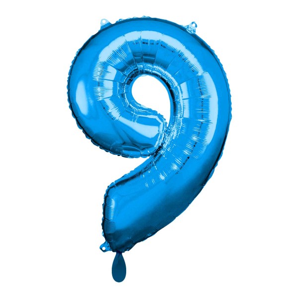 1 Balloon XL - Zahl 9 - Blau